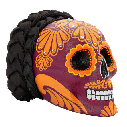 Craneo Decorativo Vino-Naranja