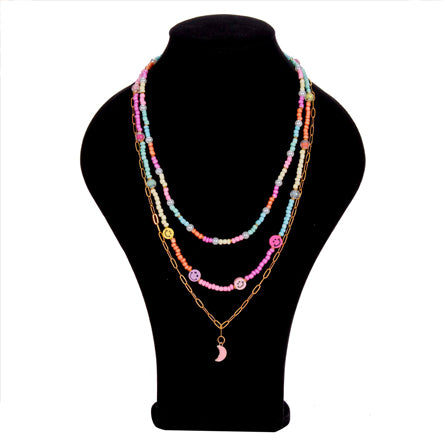 Collar Cuentas Pastel Con Luna