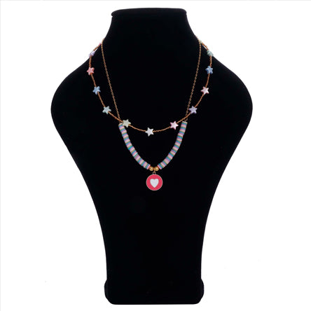 Collar Con Cuentas Estrellas Y Corazón