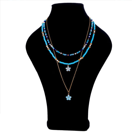 Collar Cuentas Azul-Oro