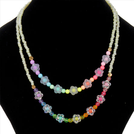Collar Con Cuentas Colores Pastel De Flor