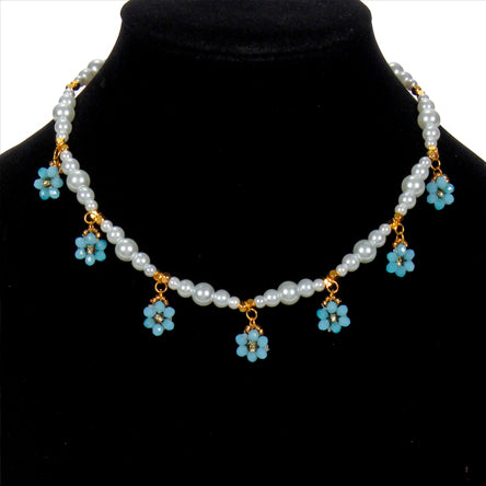 Collar Con Flores Azules