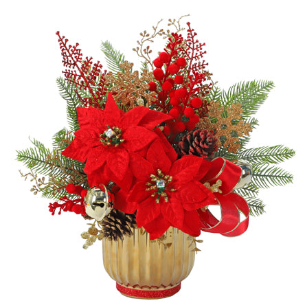 Arreglo Navideño Nochebuenas Rojo-Oro