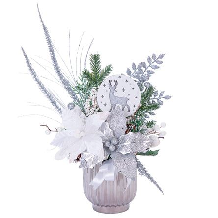Arreglo Navideño Blanco-Plata