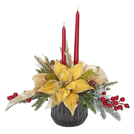 Arreglo Navideño Con Velas Rojas