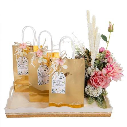 Charola Con Bolsitas Oro