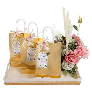 Charola Con Bolsitas Oro