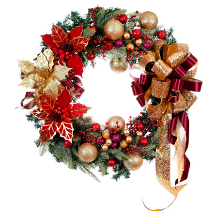 Corona Navideña Oro-Vino