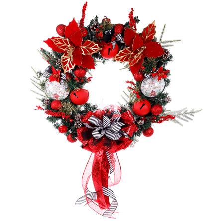 Corona De Pared Navideña Rojo-Negro