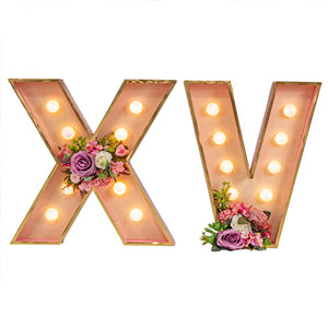 Letras Xv Años Rosa-Oro