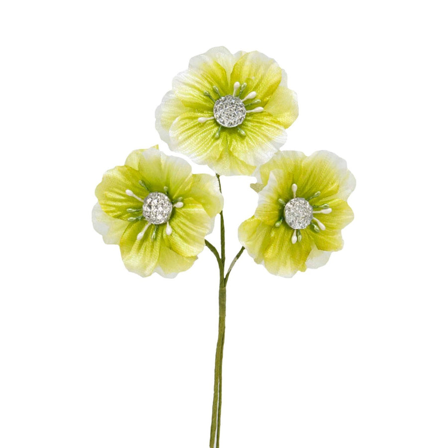 Art.3537 Flor De Papel Fina Con Piedra x3 Flores