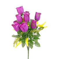 Art.4873 Ramo Botón Rosa Con Follaje X10