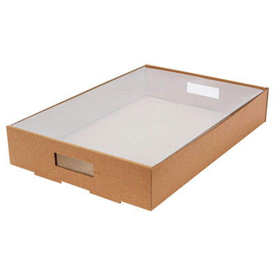 Fantasías Miguel Art.6309 Charola Kraft Grande Con Tapa De PVC 6.5x35.5x24cm 2pz
