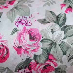Art.7805 Tela Flor Rosa Poliéster Ancho