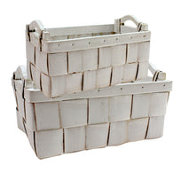 Art.8326 Canasta Rectangular Madera Con Asa Juego