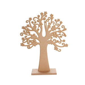 Art.9554 Árbol Flores Con Base Madera