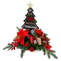 Art.1476 Centro De Mesa Pino, Decorada 58cm 1pz