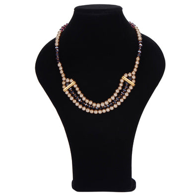 Fantasías Miguel Clave:BL196 Collar 3 Hilos Perla Topacio Y Rondel Morado