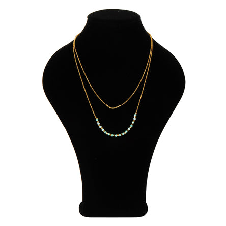 Collar Con Rondel Cristal Menta Y Tubito Grabado