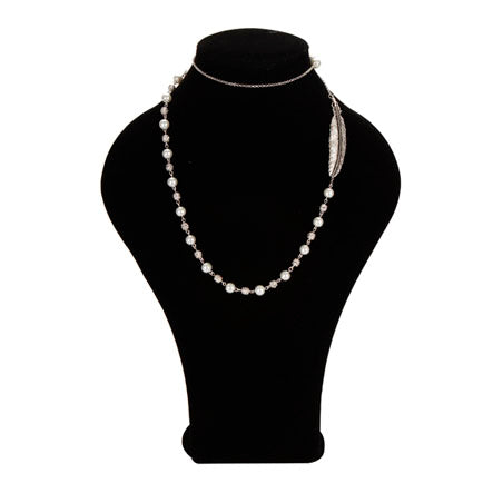 Collar Engarzado Plata Con Perlas Y Dije Pluma