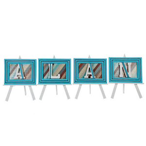 Letrero Alan Baby Shower Azul/Café