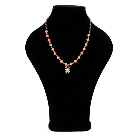 Collar De Rondeles Durazno Con Dije Niña