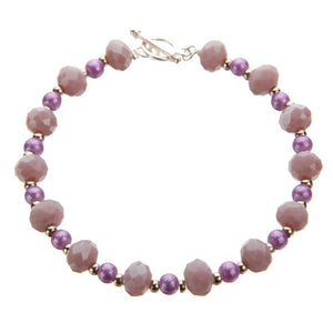 Pulsera Con Rondeles Y Perlas Lavanda