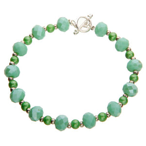 Pulsera Con Rondeles Y Perlas Verde-Menta