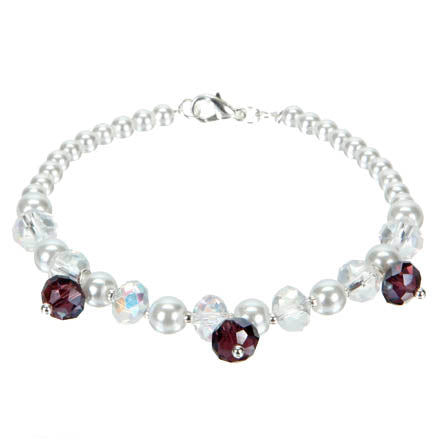 Pulsera De Perlas Con Cristales Morados