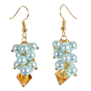 Aretes De Perlas Azules Y Cristales