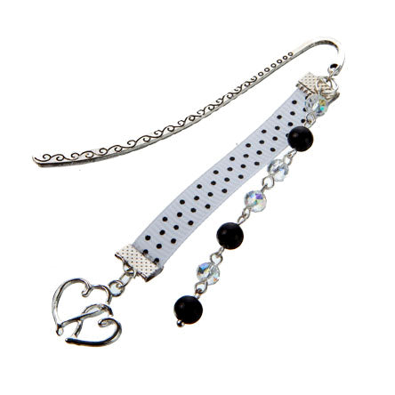 Separador Contorno Corazón Con Cuentas Negro-Cristal