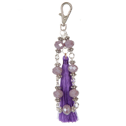 Llavero Con Borla Y Rondeles Lavanda