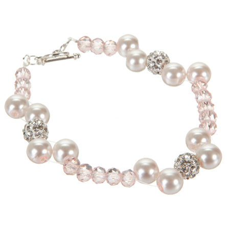 Pulsera Con Perla Y Rondel Rosa