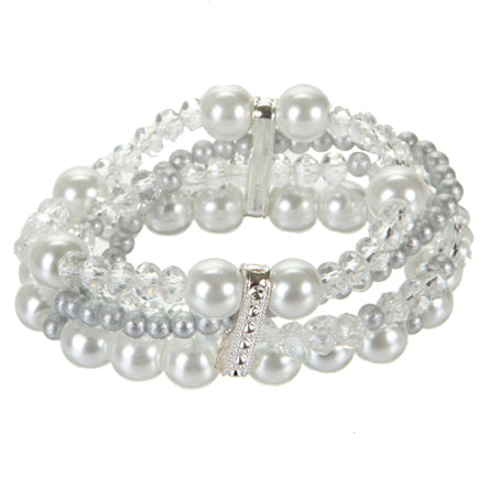 Pulsera Cuatro Hilos Con Perlas Blancas