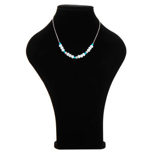 Collar Blanco-Azul Con Piedra Cristal