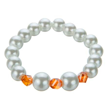Pulsera De Perlas Con Critales Naranja