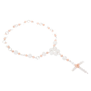 Decenario Con Engarces De Rondel Facetado Blanco/Durazno