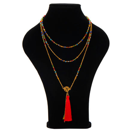 Collar De Cadena Con Rondeles De Colores Y Borla
