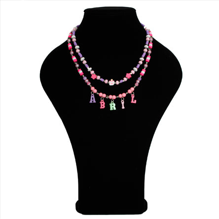 Collar Dijes Cuentas Letras