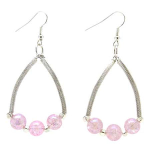 Aretes Plata Con Cristales Rosa