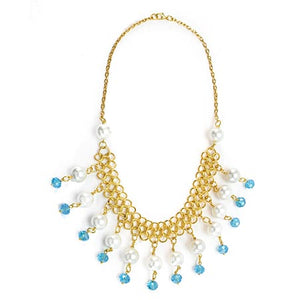 Collar Oro-Turquesa Con Perlas