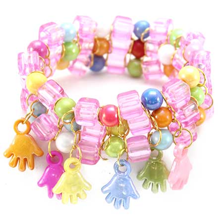 Brazalete Rosa Con Manitas De La Suerte