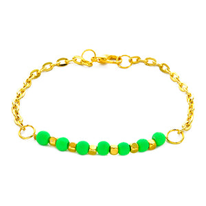 Pulsera Verde Neón Con Cadena