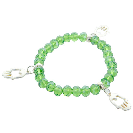 Pulsera Esmeralda Con Dijes Mano De La Suerte