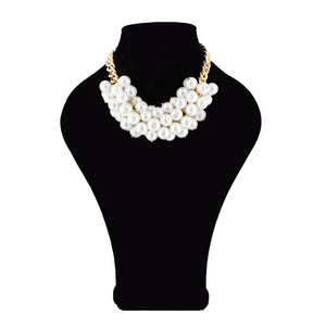 Collar Racimo De Perlas Con Cadena Oro