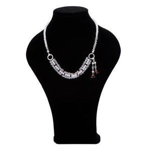 Collar De Tres Hilos Con Rondeles Blanco/ Cristal/ Rojo