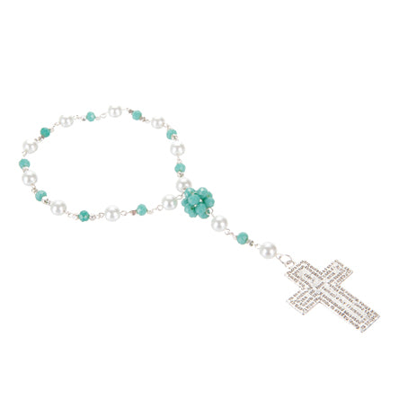 Decenario Blanco/Jade Con Cruz Plata