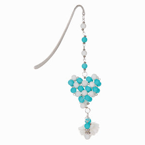 Separador De Libros Con Corazón Tejido Y Dije Flor