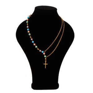 Collar De Cadena Doble Con Engarces De Rondeles Multicor