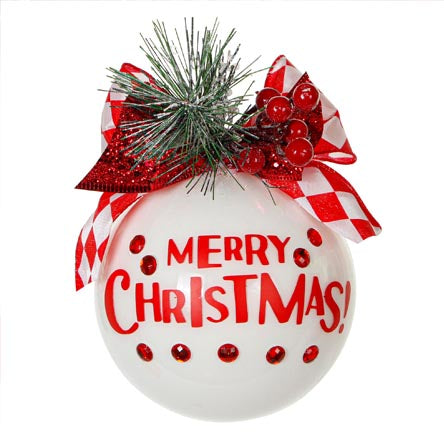 Esfera Merry Christmas Blanco/Rojo